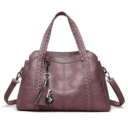 Braided Faux Leather Crossbody Tote Bag