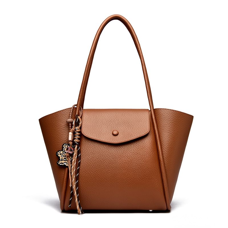 Flap Faux Leather Tote Bag
