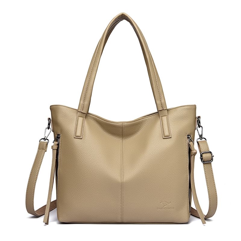 Faux Leather Crossbody Tote Bag