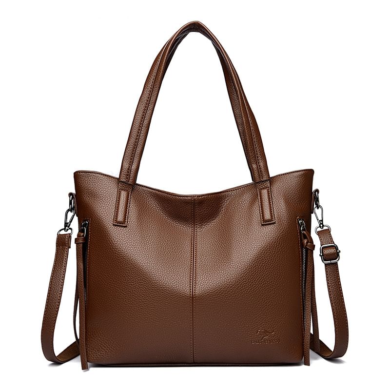 Faux Leather Crossbody Tote Bag