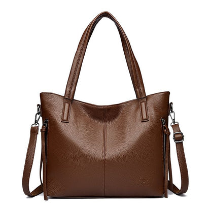 Faux Leather Crossbody Tote Bag