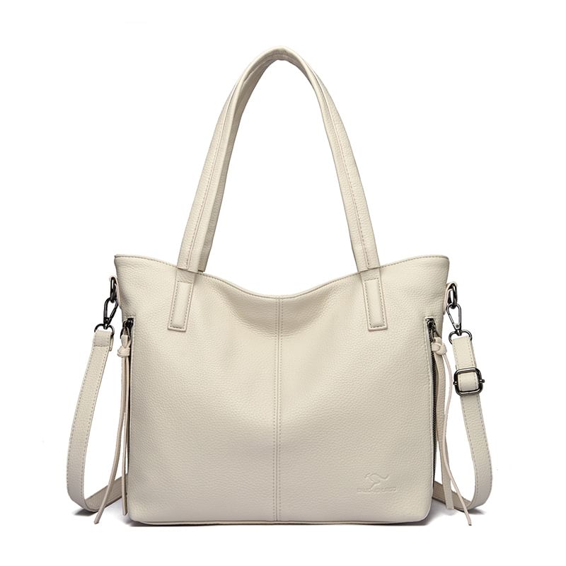 Faux Leather Crossbody Tote Bag