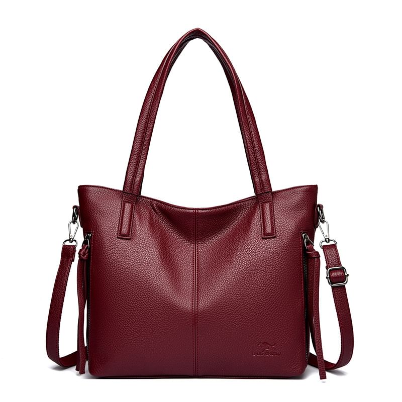 Faux Leather Crossbody Tote Bag