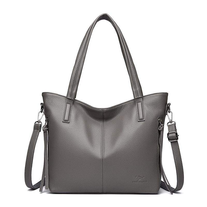 Faux Leather Crossbody Tote Bag