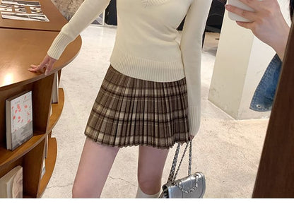 V-Neck Lace Trim Sweater