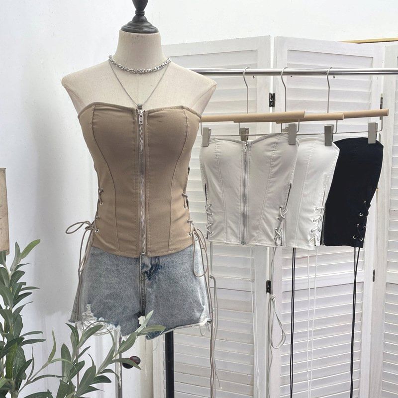 Strapless Zip Tube Top
