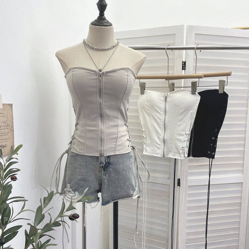 Strapless Zip Tube Top