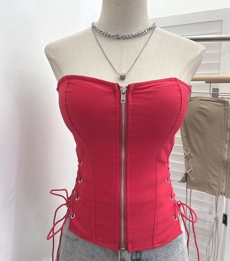 Strapless Zip Tube Top