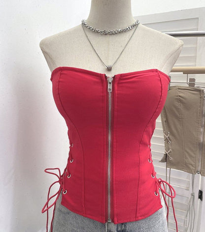 Strapless Zip Tube Top