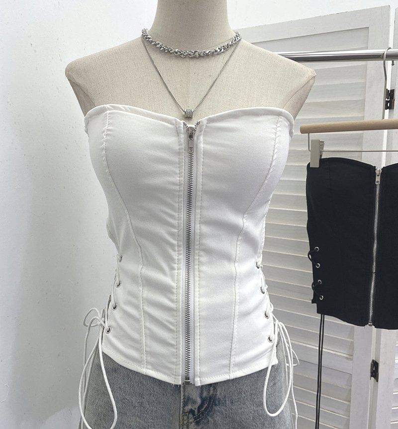 Strapless Zip Tube Top