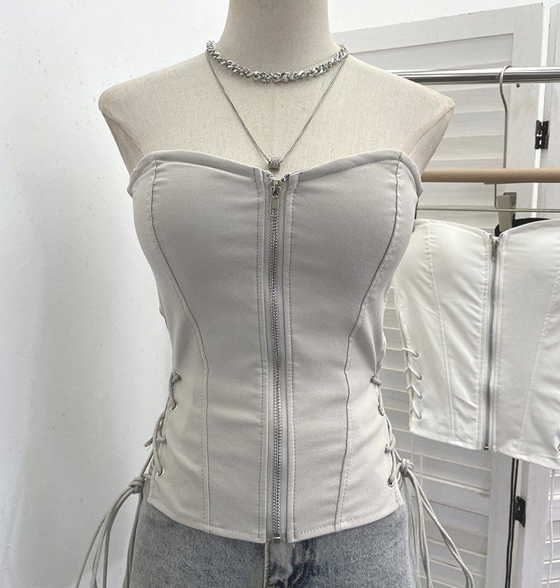 Strapless Zip Tube Top
