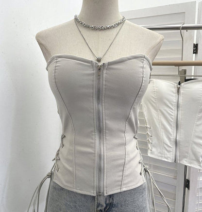 Strapless Zip Tube Top