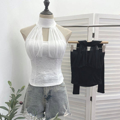 Halter Neck Lace Crop Top