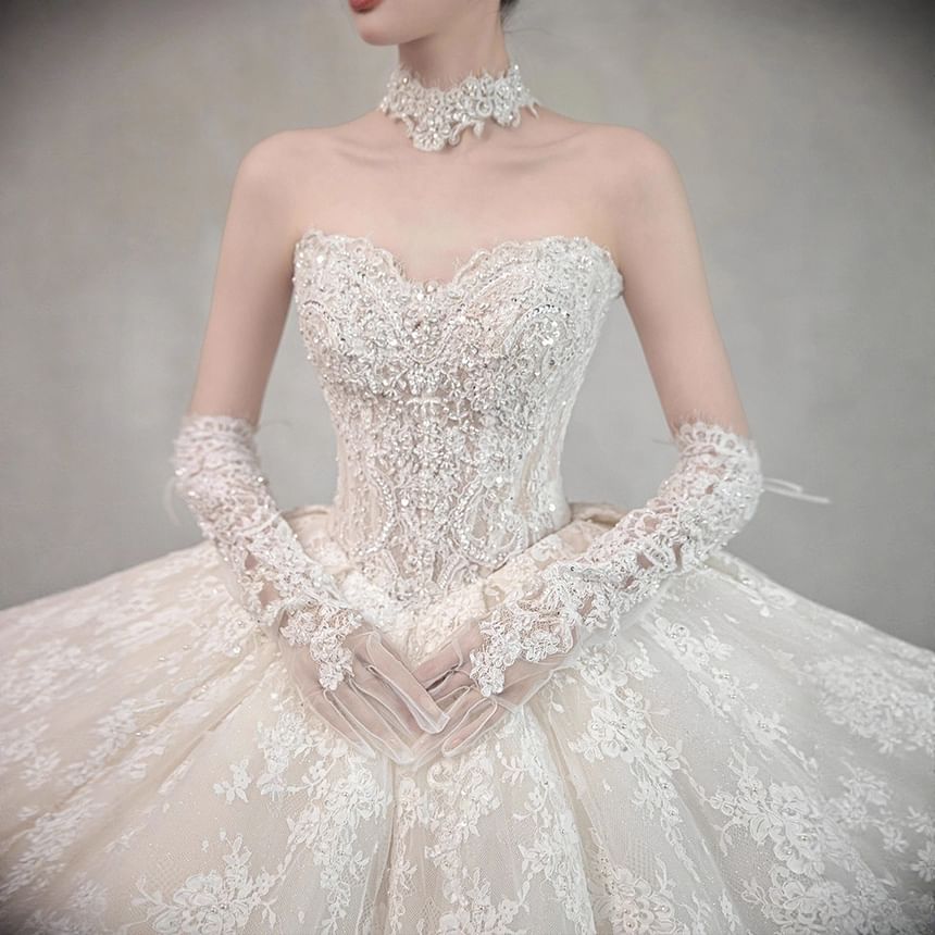 Strapless Sequin Lace Wedding Ball Gown (Various Designs)