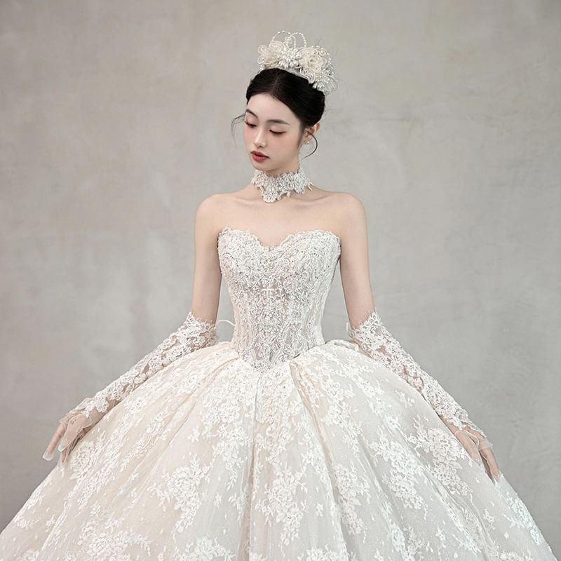 Strapless Sequin Lace Wedding Ball Gown (Various Designs)