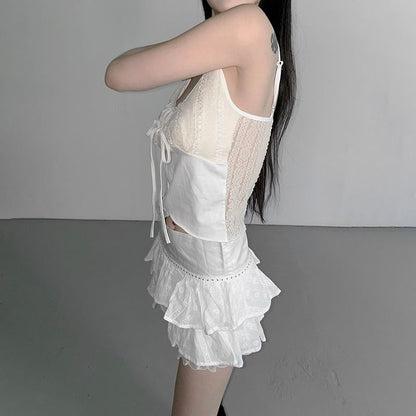 Scoop Neck Lace Trim Spaghetti Strap Camisole