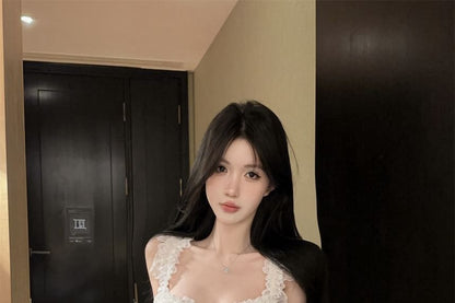 Sweetheart Lace Corset Top with High Waist Skort