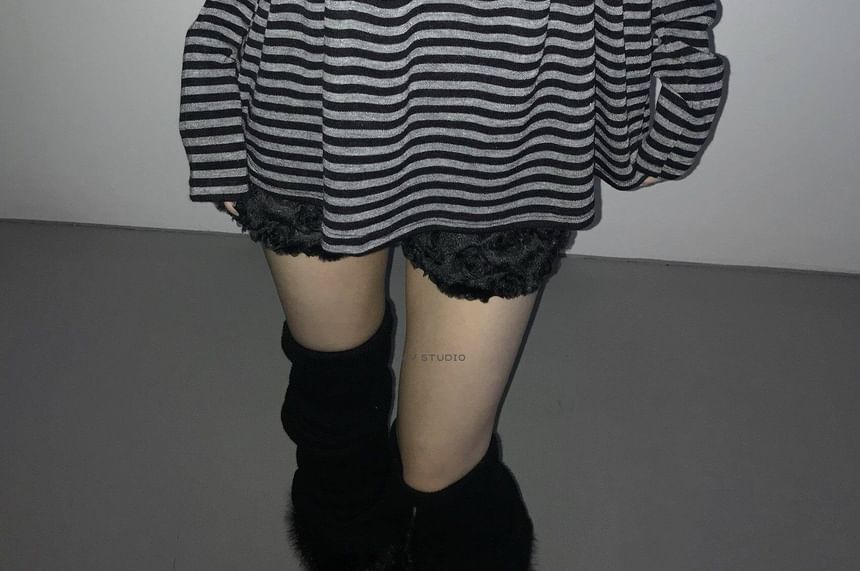 Off-Shoulder Striped Long-Sleeve Tee