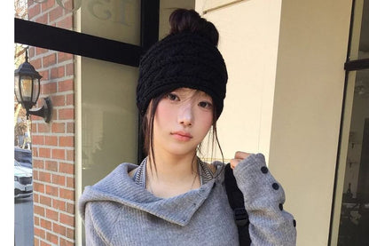 Asymmetrical Buttoned Hoodie
