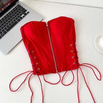 Strapless Lace Up Bustier Top