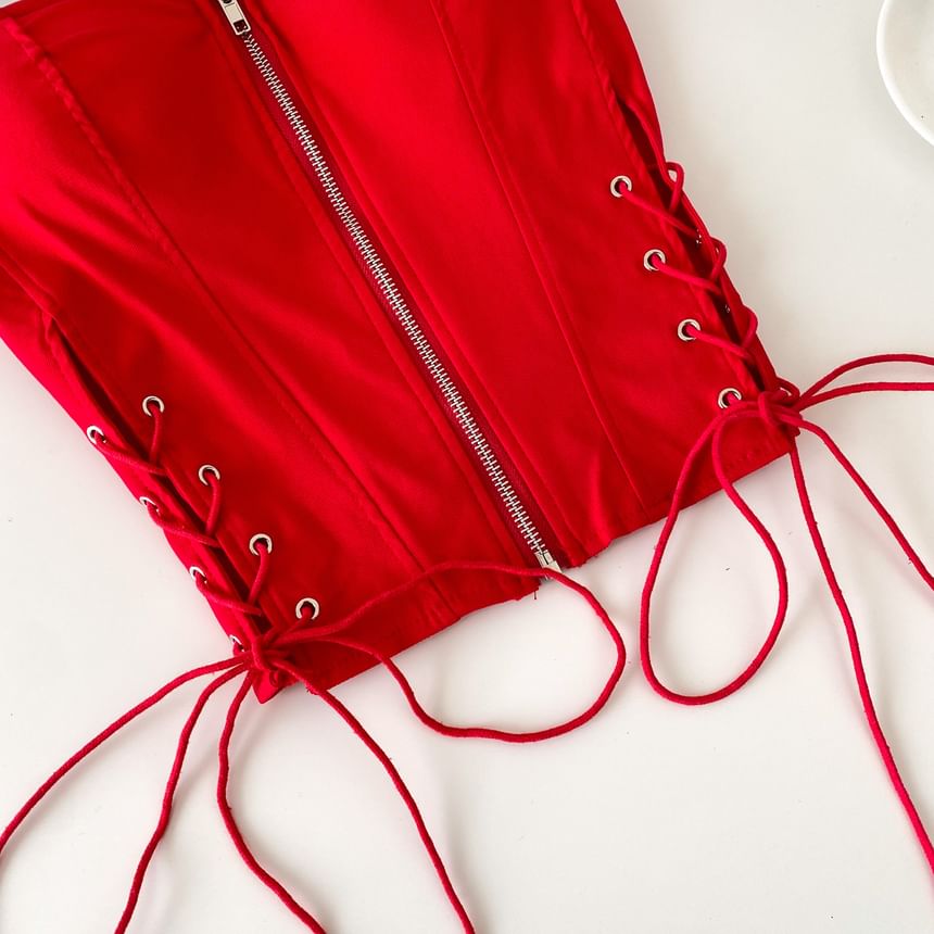 Strapless Lace Up Bustier Top