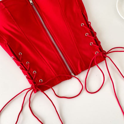 Strapless Lace Up Bustier Top