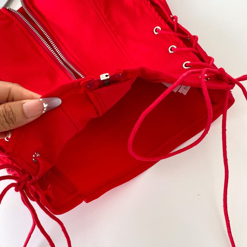 Strapless Lace Up Bustier Top