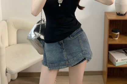 Lace Edge Plain Tank Top