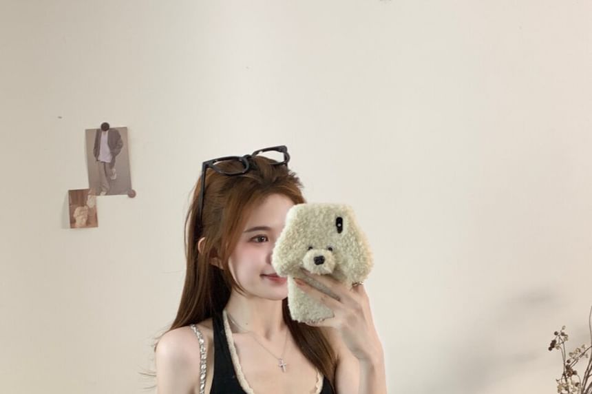 Lace Edge Plain Tank Top