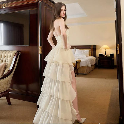 Halter V-Neck Plain Ruched Dip Back Cocktail Dress