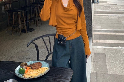 Set: Halter-Neck Plain Top + Open Front Cardigan