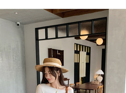 One Shoulder Lace Panel Long Sleeve Top