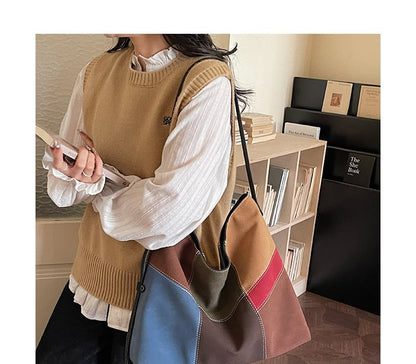 Patchwork Crossbody Tote Bag
