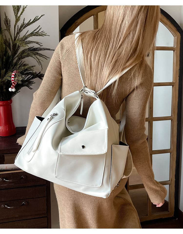 Flap Pocket Zip Crossbody Bag