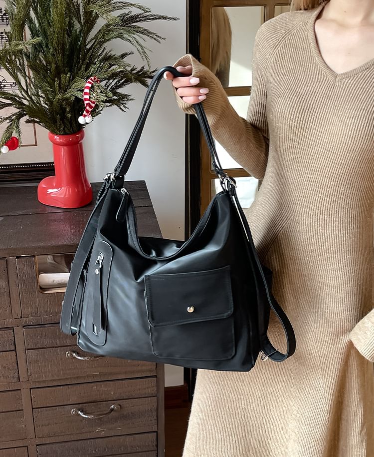 Flap Pocket Zip Crossbody Bag