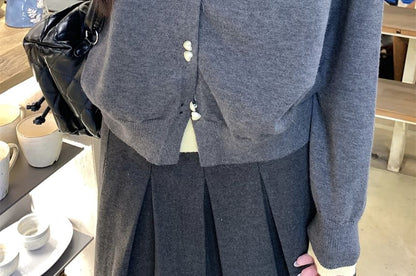 Two-Tone Button-Up Cardigan