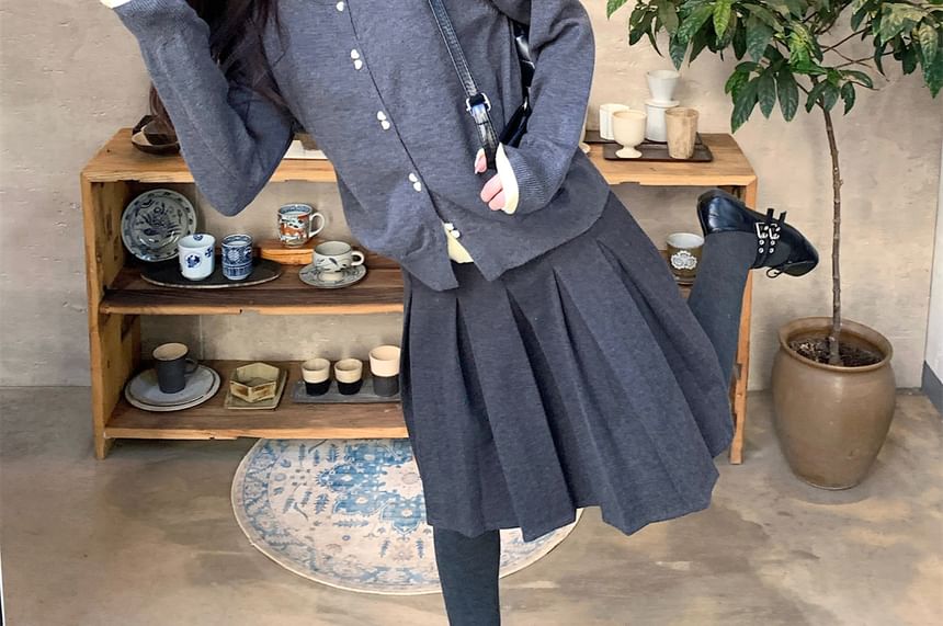 Two-Tone Button-Up Cardigan