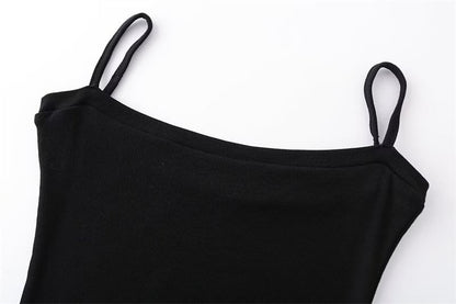 Plain Open Front Crop Cardigan / Spaghetti Strap Midi Mermaid Dress / Set