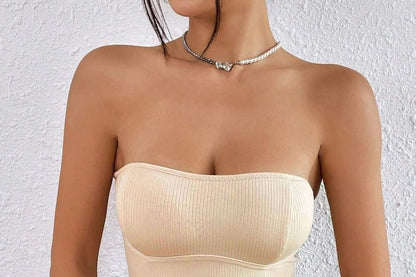 Solid Ribbed Knit Tube Top