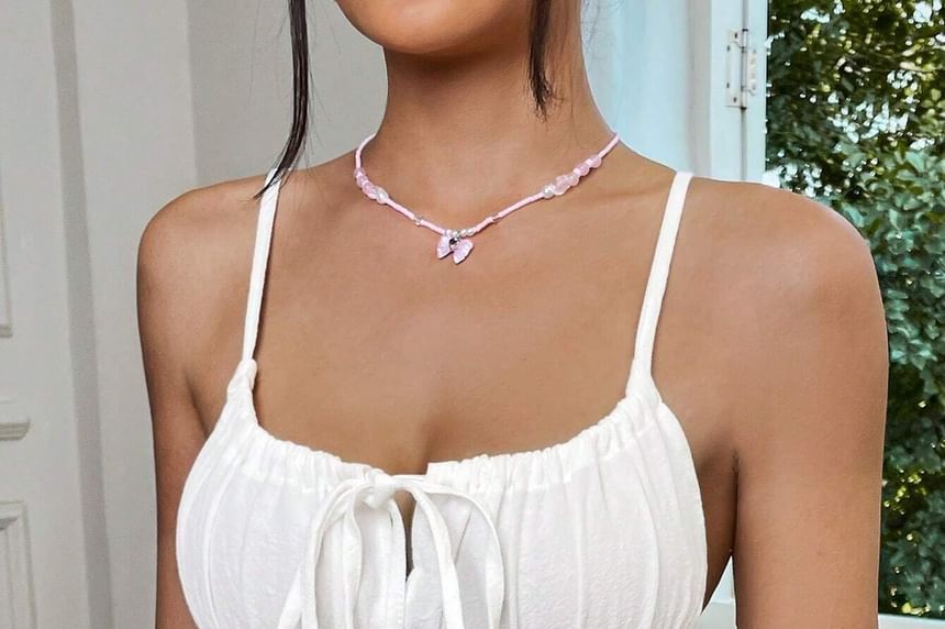 Cropped Tie-Front Camisole with Scoop Neckline