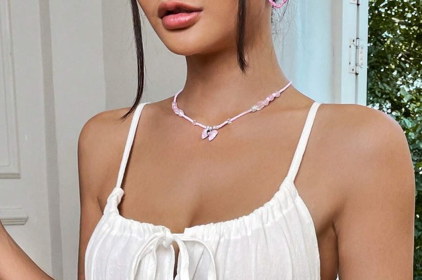 Cropped Tie-Front Camisole with Scoop Neckline