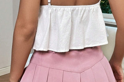 Cropped Tie-Front Camisole with Scoop Neckline