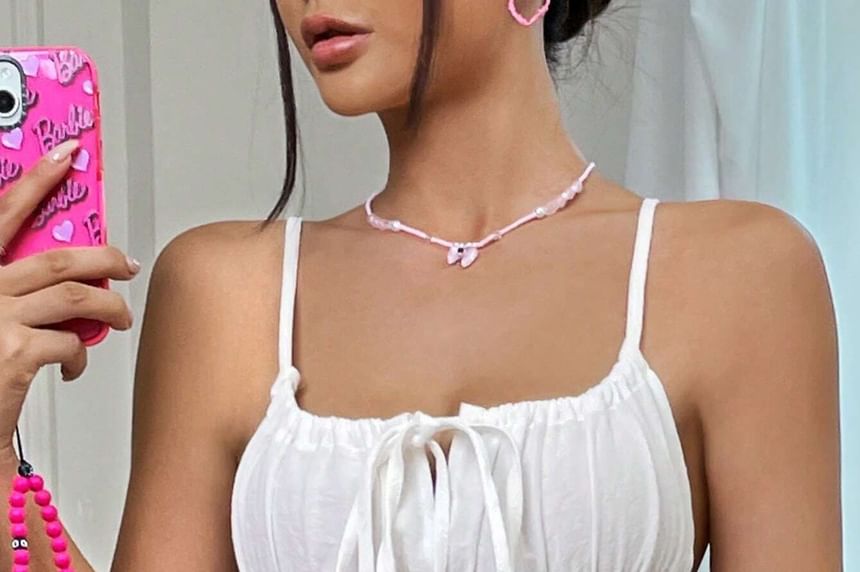 Cropped Tie-Front Camisole with Scoop Neckline