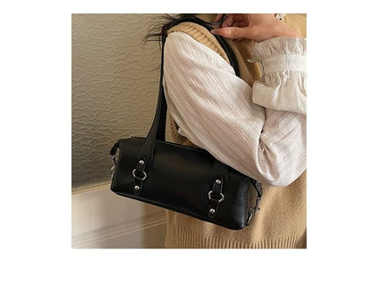 Plain Faux Leather Tote Bag