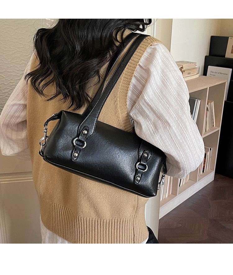 Plain Faux Leather Tote Bag