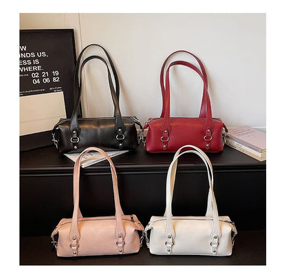Plain Faux Leather Tote Bag