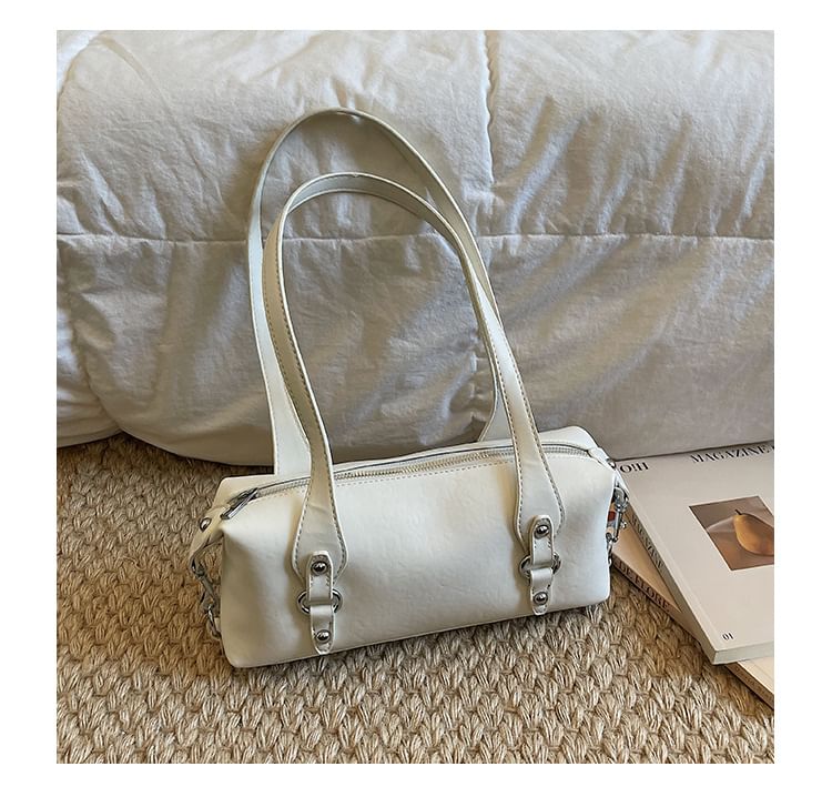 Plain Faux Leather Tote Bag