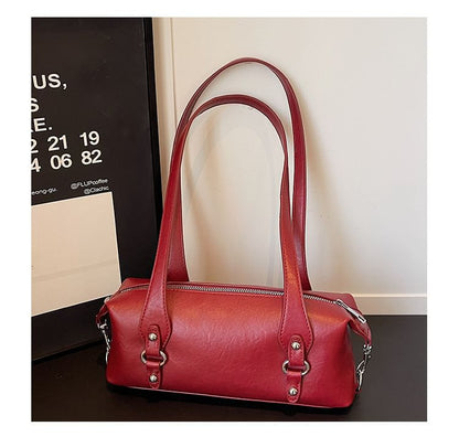 Plain Faux Leather Tote Bag