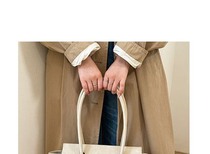 Plain Faux Leather Flap Tote Bag