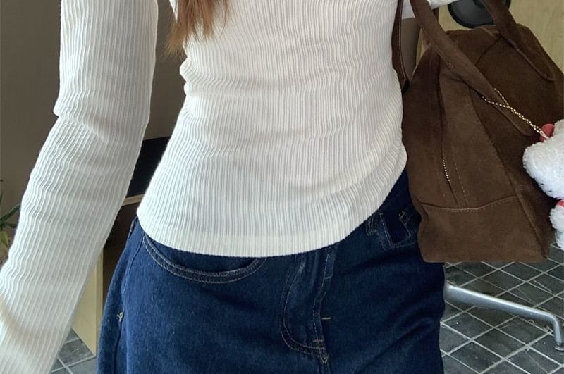 Long Sleeve Lace Trim Top